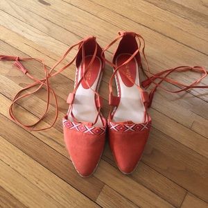 Brand New Nine West Orange Lace Up Espadrilles